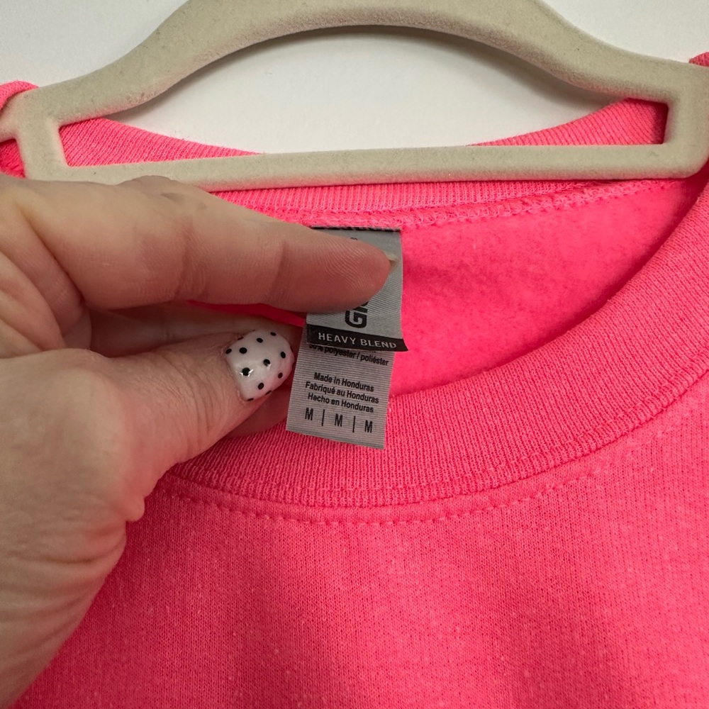 Gildan Bright Pink LOVE Crew Neck Sweatshirt - Picture 3 of 3